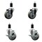 Service Caster 3.5'' SS Gray Poly Wheel Swivel 1-3/8'' Expanding Stem Caster Set 2 Brakes, 4PK SCC-SSEX20S3514-PPUB-2-TLB-2-138 - alternate 1